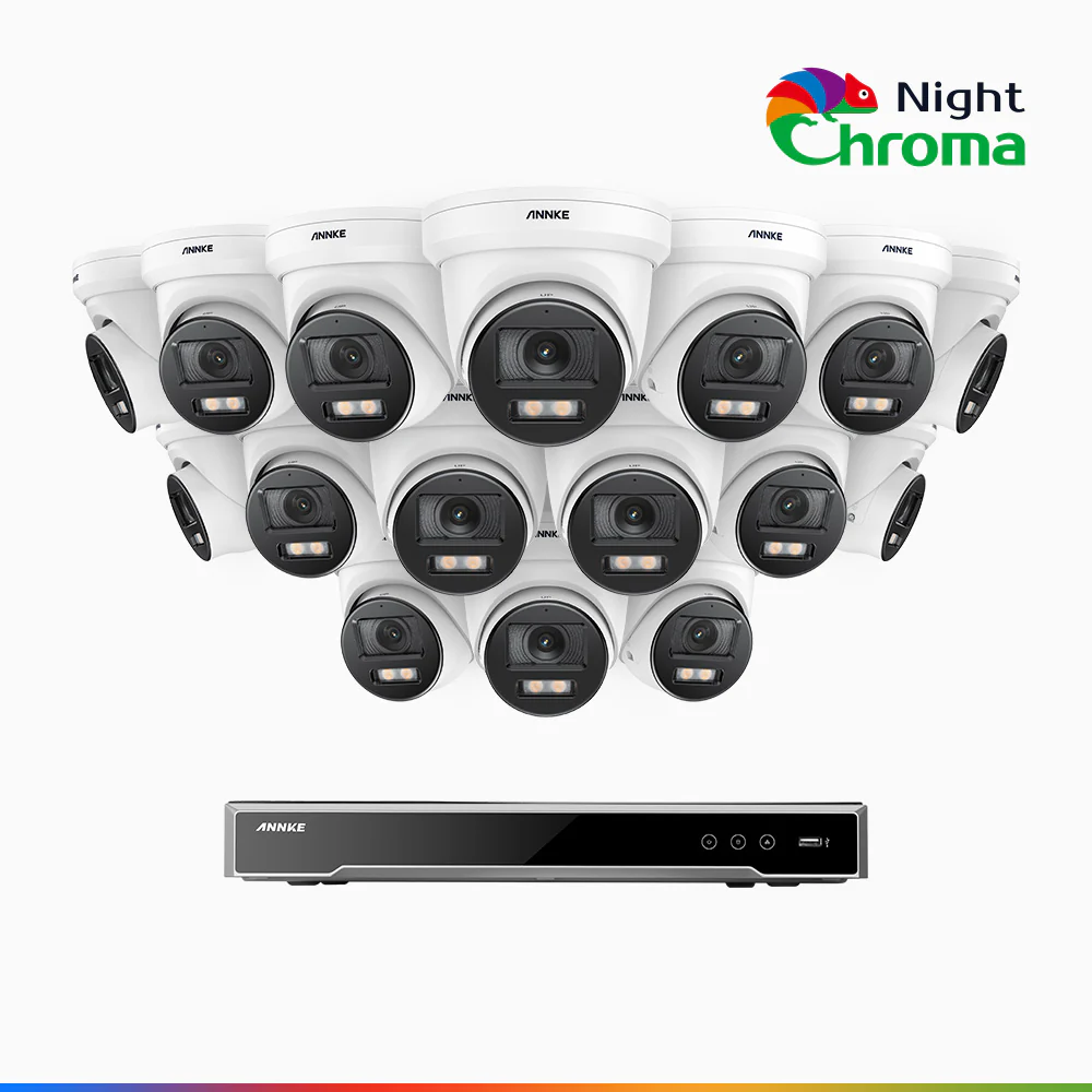 NightChroma<sup>TM</sup> NCK800 – 4K 16 Channel 16 Cameras PoE Security System, f/1.0 Super Aperture, Color Night Vision, 2CH 4K Decoding Capability, Human & Vehicle Detection, Intelligent Behavior Analysis, Built-in Mic, 124° FoV, All-Metal Housing - Image 2