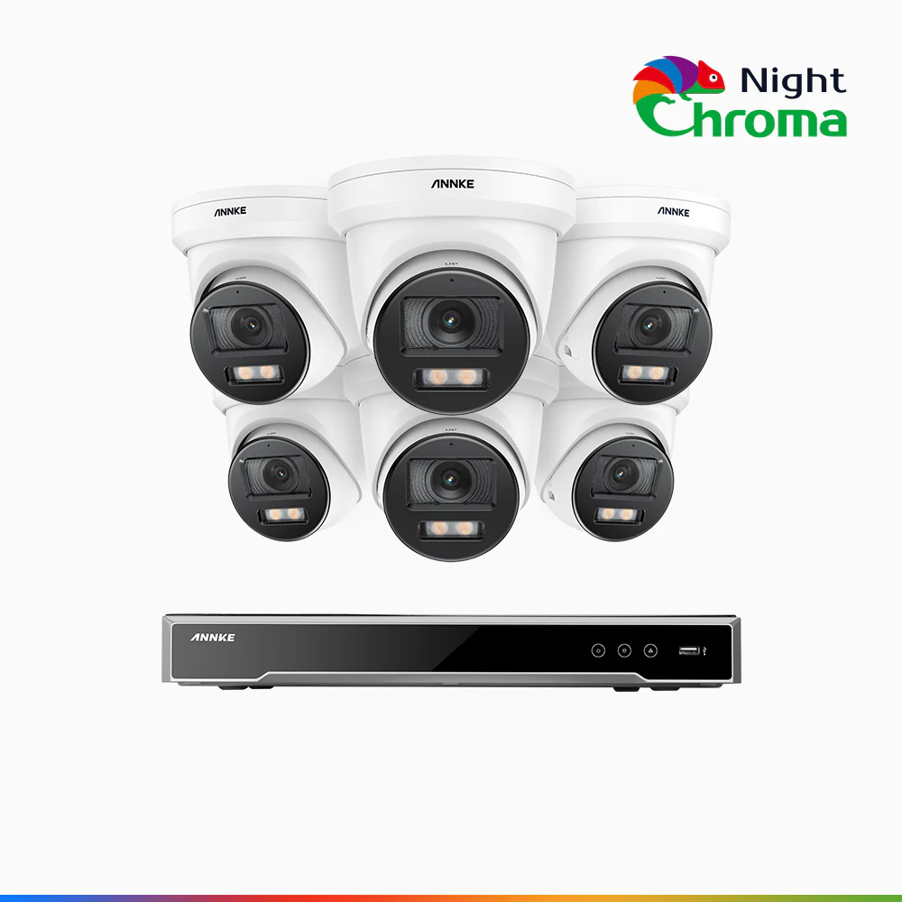 NightChroma<sup>TM</sup> NCK800 – 4K 16 Channel 6 Cameras PoE Security System, f/1.0 Super Aperture, Color Night Vision, 2CH 4K Decoding Capability, Human & Vehicle Detection, Intelligent Behavior Analysis, Built-in Mic, 124° FoV, All-Metal Housing - Image 2