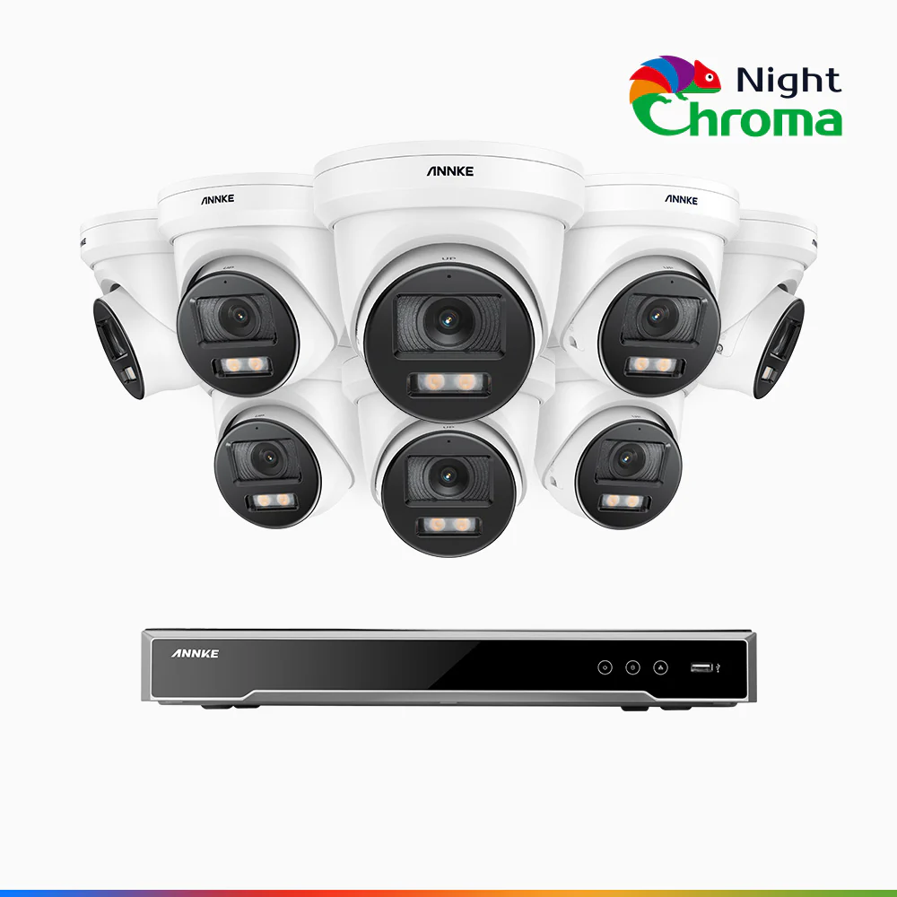 NightChroma<sup>TM</sup> NCK800 – 4K 16 Channel 8 Cameras PoE Security System, f/1.0 Super Aperture, Color Night Vision, 2CH 4K Decoding Capability, Human & Vehicle Detection, Intelligent Behavior Analysis, Built-in Mic, 124° FoV, All-Metal Housing - Image 2