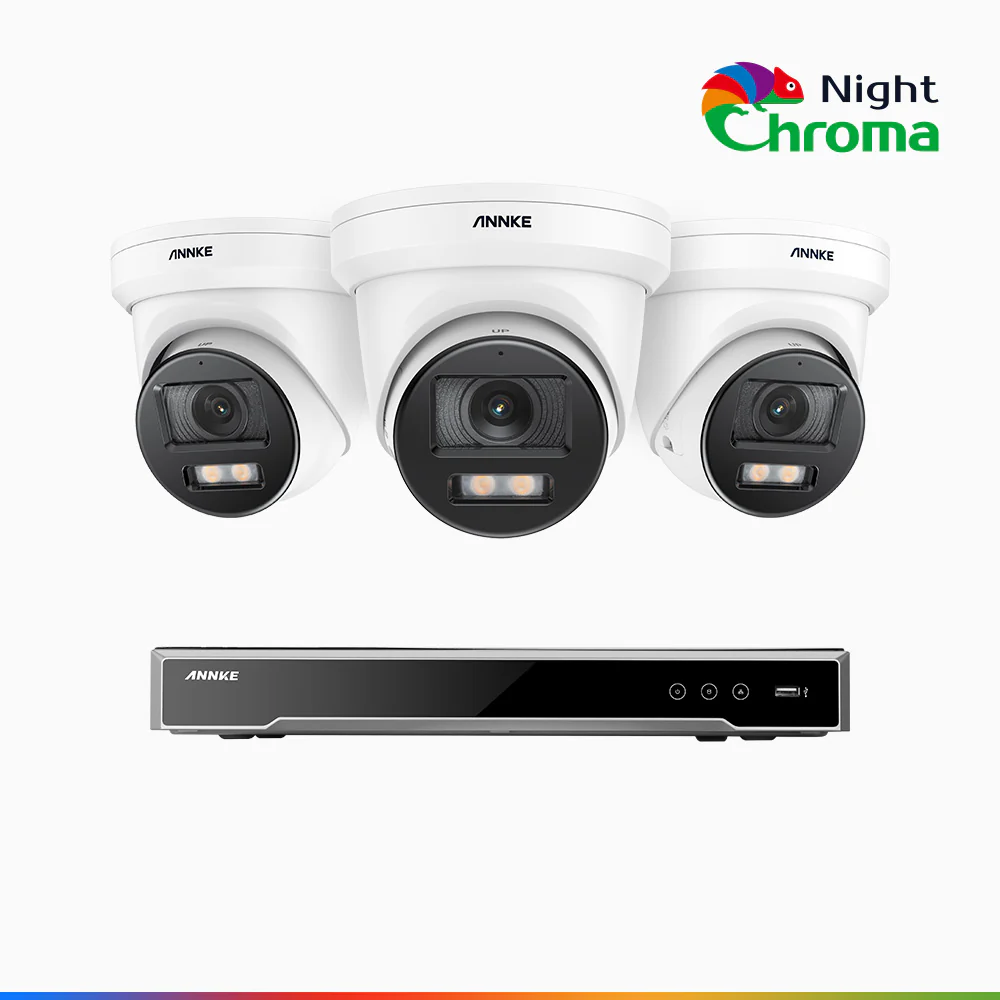 NightChroma<sup>TM</sup> NCK800 – 4K 8 Channel 3 Cameras PoE Security System, f/1.0 Super Aperture, Color Night Vision, 2CH 4K Decoding Capability, Human & Vehicle Detection, Intelligent Behavior Analysis, Built-in Mic, 124° FoV, All-Metal Housing - Image 2