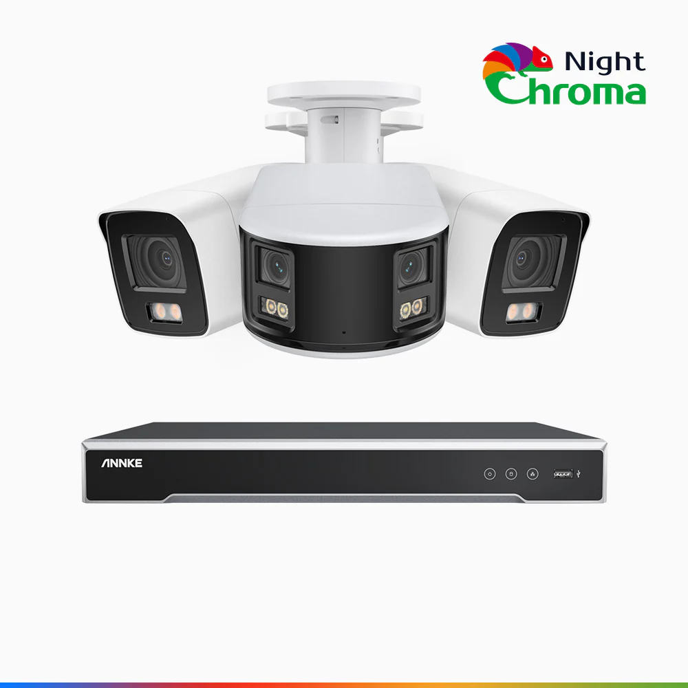 NDCK800 - 8 Channel PoE NVR Security System with Two 4K Cameras & One 4K Dual Lens Panoramic Camera, f/1.0 Super Aperture, Acme Color Night Vision, Human & Vehicle Detection, Built-in Microphone - Image 2