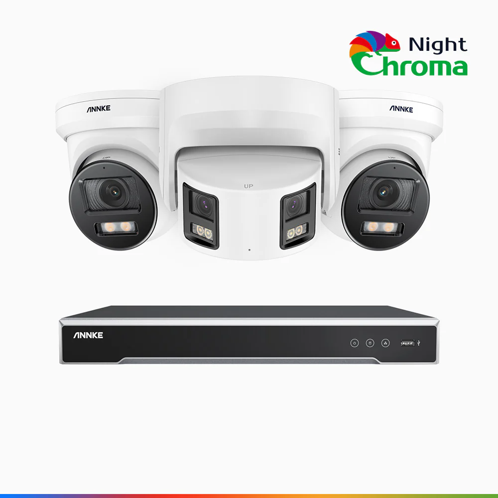 NDCK800 - 8 Channel PoE NVR Security System with Two 4K Cameras & One 4K Dual Lens Panoramic Camera, f/1.0 Super Aperture, Acme Color Night Vision, Human & Vehicle Detection, Built-in Microphone - Image 3