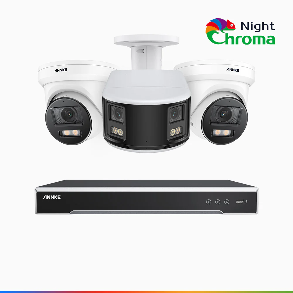 NDCK800 - 8 Channel PoE NVR Security System with Two 4K Cameras & One 4K Dual Lens Panoramic Camera, f/1.0 Super Aperture, Acme Color Night Vision, Human & Vehicle Detection, Built-in Microphone - Image 4