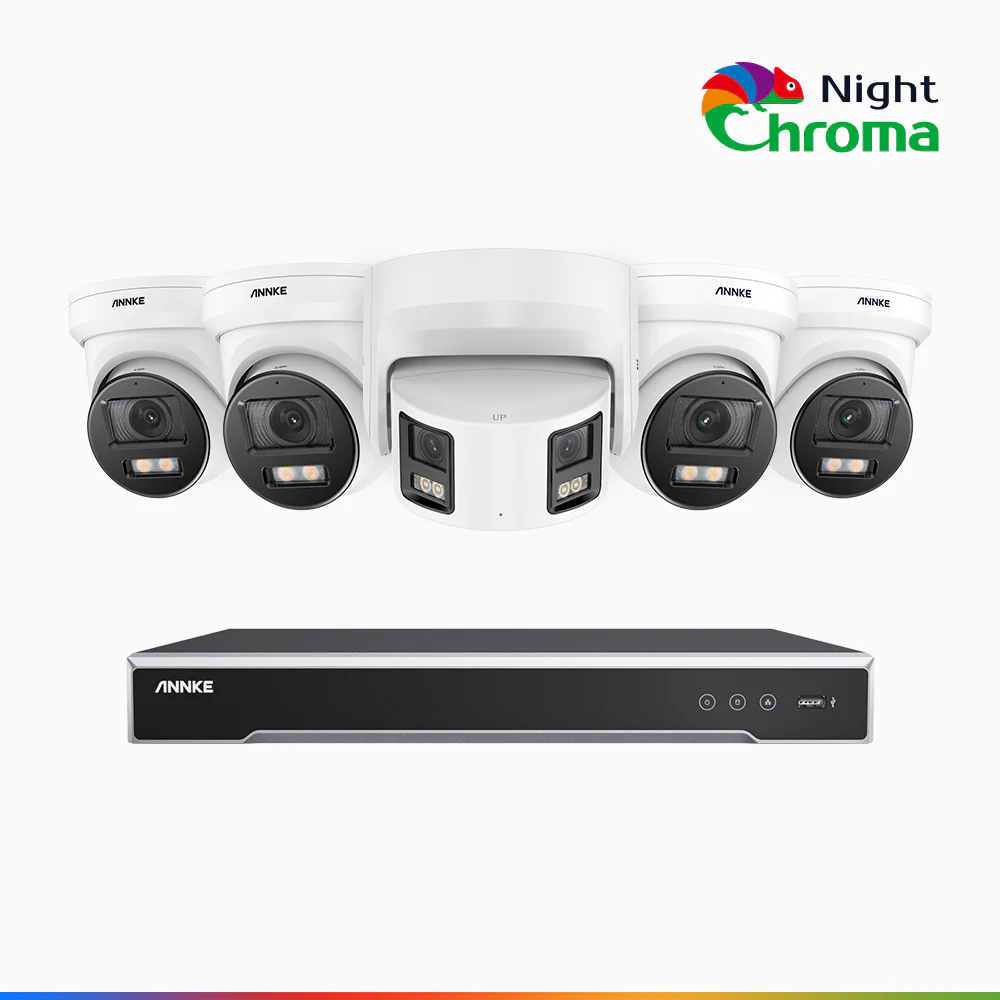 NDCK800 - 8 Channel PoE NVR Security System with Four 4K Cameras & One 4K Dual Lens Panoramic Camera, f/1.0 Super Aperture, Acme Color Night Vision, Human & Vehicle Detection, Built-in Microphone - Image 3