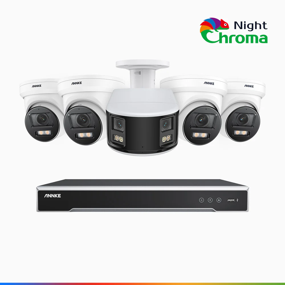 NDCK800 - 8 Channel PoE NVR Security System with Four 4K Cameras & One 4K Dual Lens Panoramic Camera, f/1.0 Super Aperture, Acme Color Night Vision, Human & Vehicle Detection, Built-in Microphone - Image 4