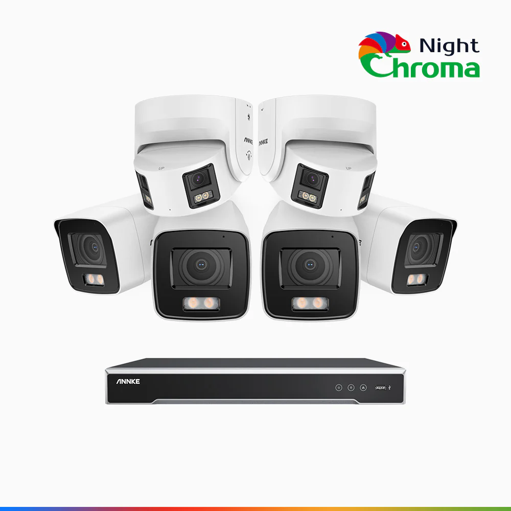 NDCK800 - 8 Channel PoE NVR Security System with Four 4K Cameras & Two 4K Dual Lens Panoramic Camera, f/1.0 Super Aperture, Acme Color Night Vision, Human & Vehicle Detection, Built-in Microphone - Image 2