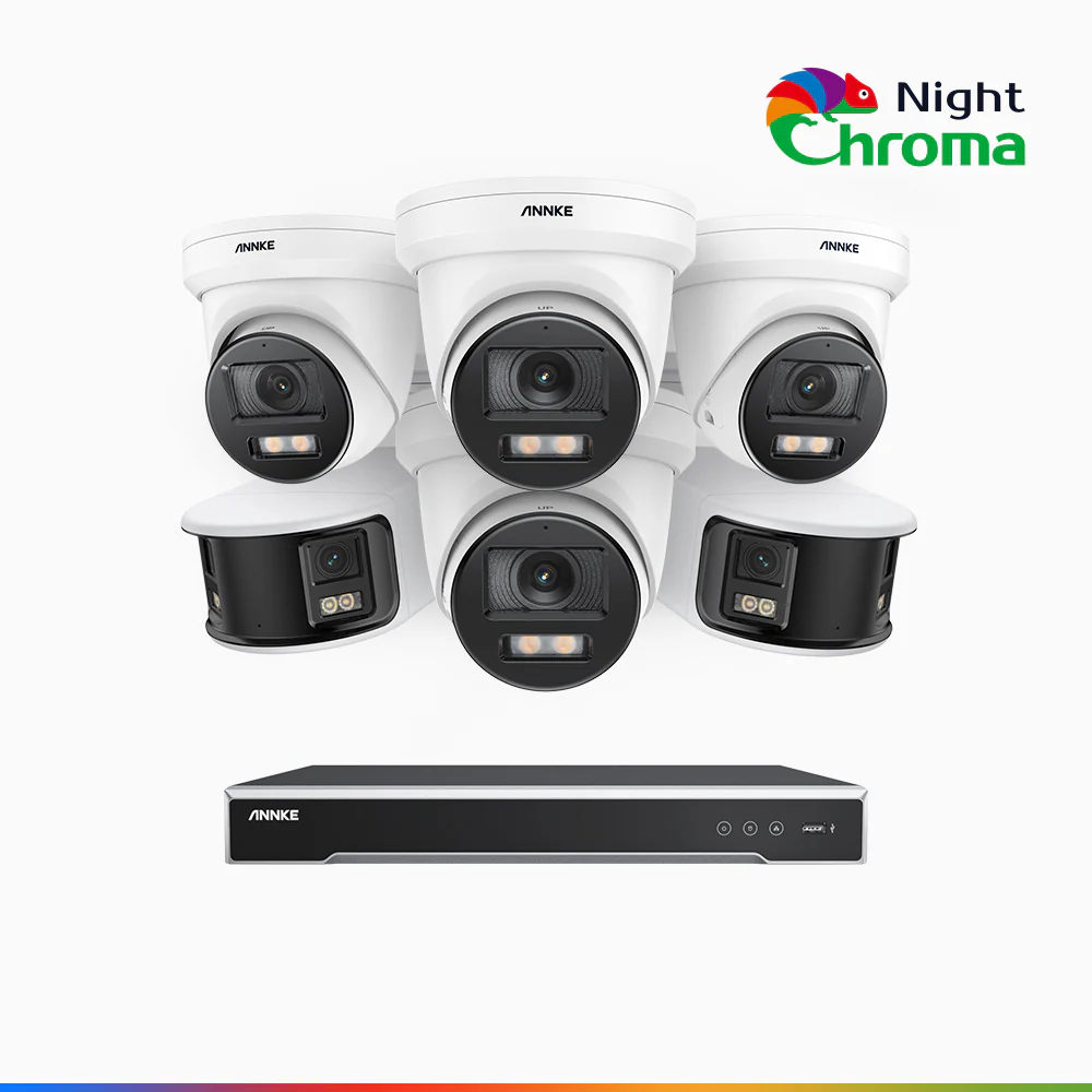 NDCK800 - 8 Channel PoE NVR Security System with Four 4K Cameras & Two 4K Dual Lens Panoramic Camera, f/1.0 Super Aperture, Acme Color Night Vision, Human & Vehicle Detection, Built-in Microphone - Image 3