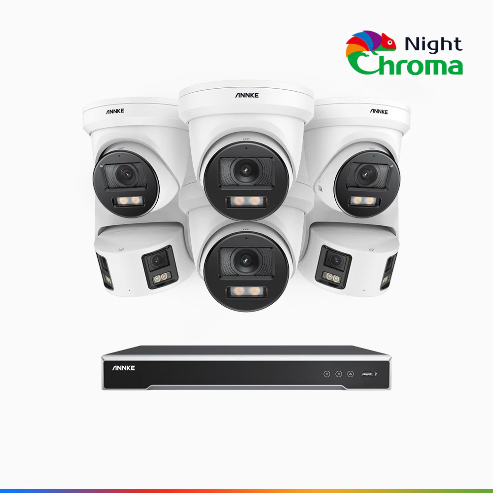 NDCK800 - 8 Channel PoE NVR Security System with Four 4K Cameras & Two 4K Dual Lens Panoramic Camera, f/1.0 Super Aperture, Acme Color Night Vision, Human & Vehicle Detection, Built-in Microphone - Image 4