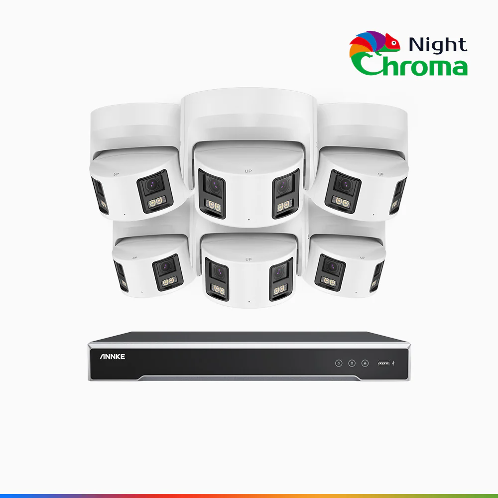 NightChroma<sup>TM</sup> NDK800 – 4K 8 Channel 6 Panoramic Dual Lens Camera PoE Security System, f/1.0 Super Aperture, Acme Color Night Vision, Active Siren and Strobe, Human & Vehicle Detection, 2CH 4K Decoding Capability, Built-in Mic ,Two-Way Audio - Image 2