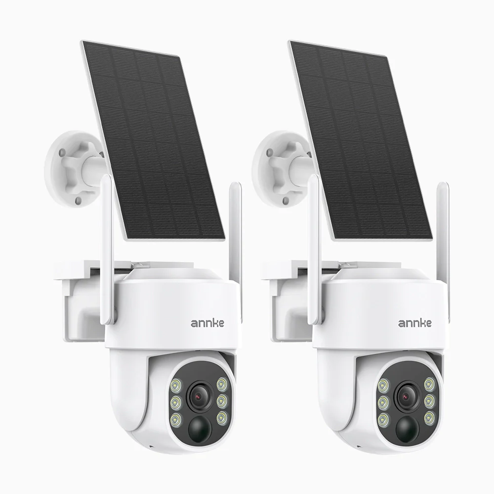 WB400 - 2-Pack 4MP Wireless Outdoor Battery Security Camera, 2.4G & 5.8G Dual-Band WiFi, Motion Detection, Two-Way Audio, 9000mAh Rechargeable Battery & Solar Powered, 270° Pan & 90° Tilt, Cloud & Max. 256 GB Local Storage, Works with Alexa