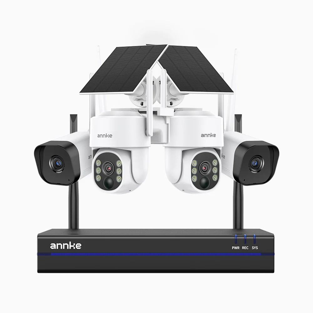 WBS430 - 4K 8CH WiFi NVR Security System with 2 X 4MP Battery Cameras & 2 X 2K WiFi Cameras, Motion Detection, Built-in Mic, Works with Alexa