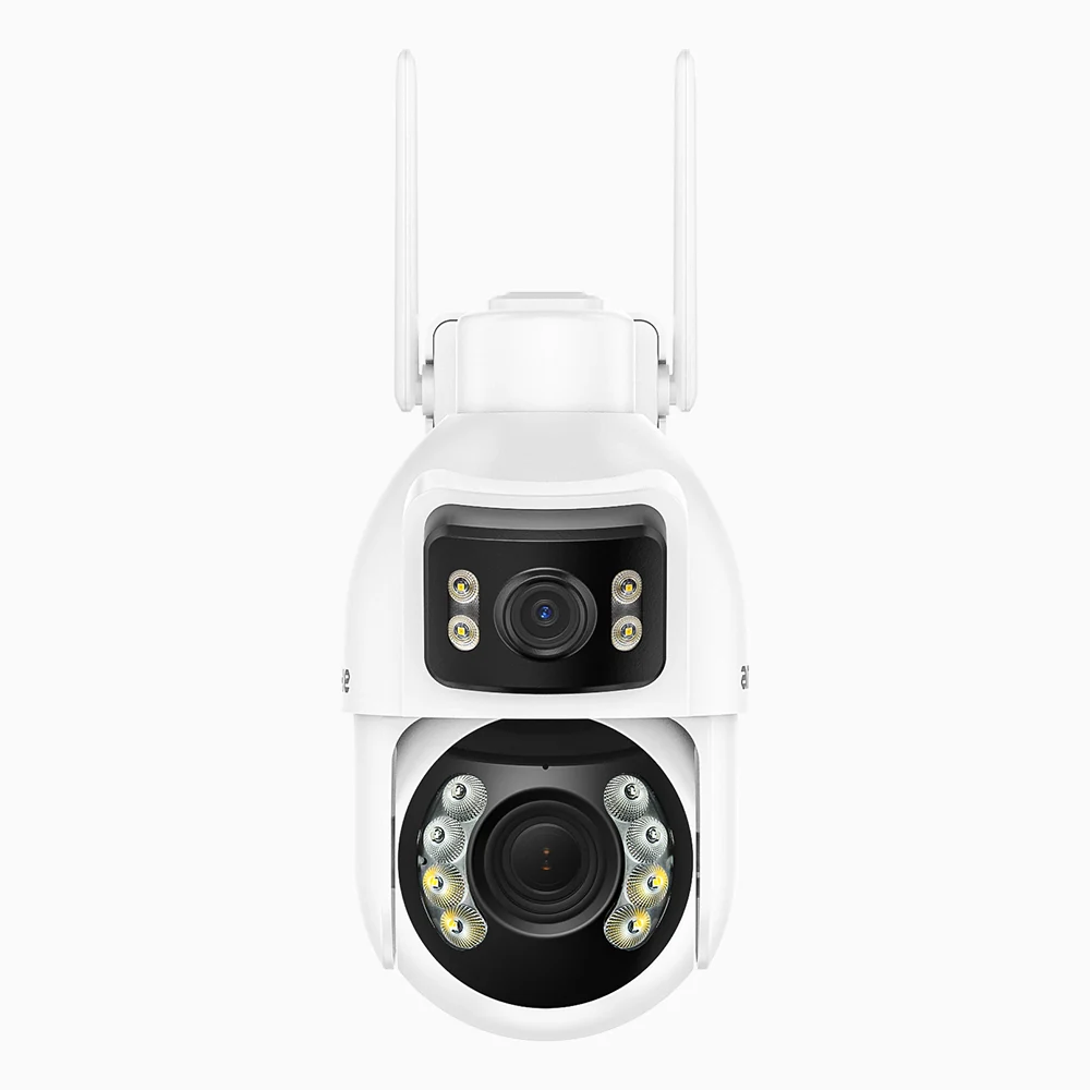 WCD1012 - 10MP UHD Dual-Lens Outdoor Wireless WiFi PTZ Security Camera, 360° Panoramic View, 12X Optical Zoom, Smart Dual Light Night Vision, Two-Way Audio, 270° Pan & 90° Tilt, Cloud & Max. 256 GB Local Storage, Works with Alexa