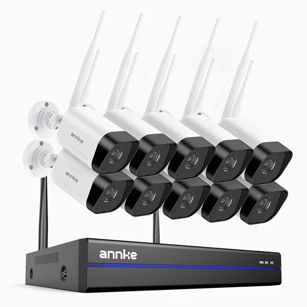 WS800 - 8MP Ultra HD 16 Channel 10 Cameras Wireless NVR Security System, 2.4/5.8G Dual-Band WiFi Pro, Human Motion Detection, Two-Way Audio, Night Vision, Works with Alexa