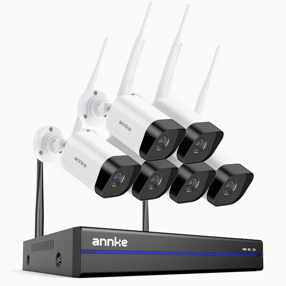 WS800 - 8MP Ultra HD 8 Channel 6 Cameras Wireless NVR Security System, 2.4/5.8G Dual-Band WiFi Pro, Human Motion Detection, Two-Way Audio, Night Vision, Works with Alexa