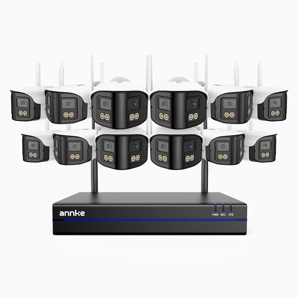 WSCD400P - 4MP 16 Channel 12 Dual-Lens Cameras Wireless NVR Security System, 170° Ultra-wide Angle, 2.4G/5G Dual-Band WiFi, Full Color Night Vision, Two-Way Audio, Cloud & Max. 256 GB Local Storage, Works with Alexa