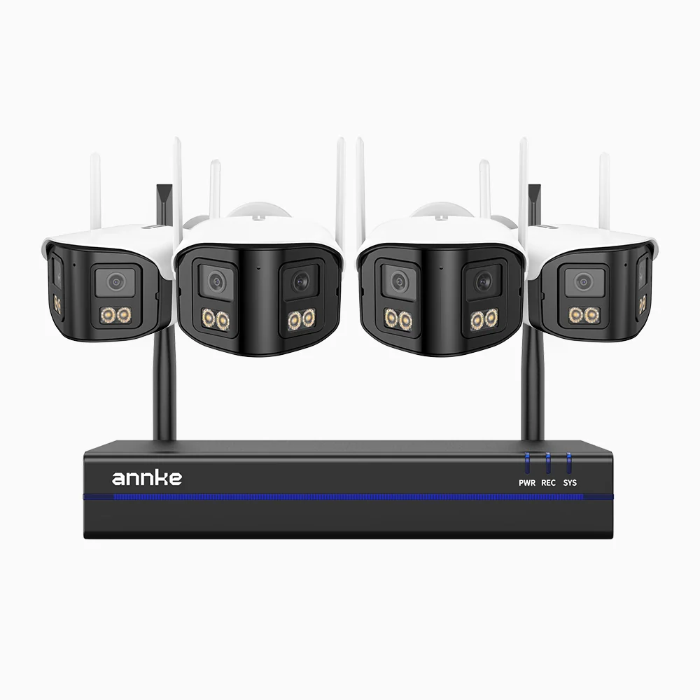 WSCD400P - 4MP 8 Channel 4 Dual-Lens Cameras Wireless NVR Security System, 170° Ultra-wide Angle, 2.4G/5G Dual-Band WiFi, Full Color Night Vision, Two-Way Audio, Cloud & Max. 256 GB Local Storage, Works with Alexa